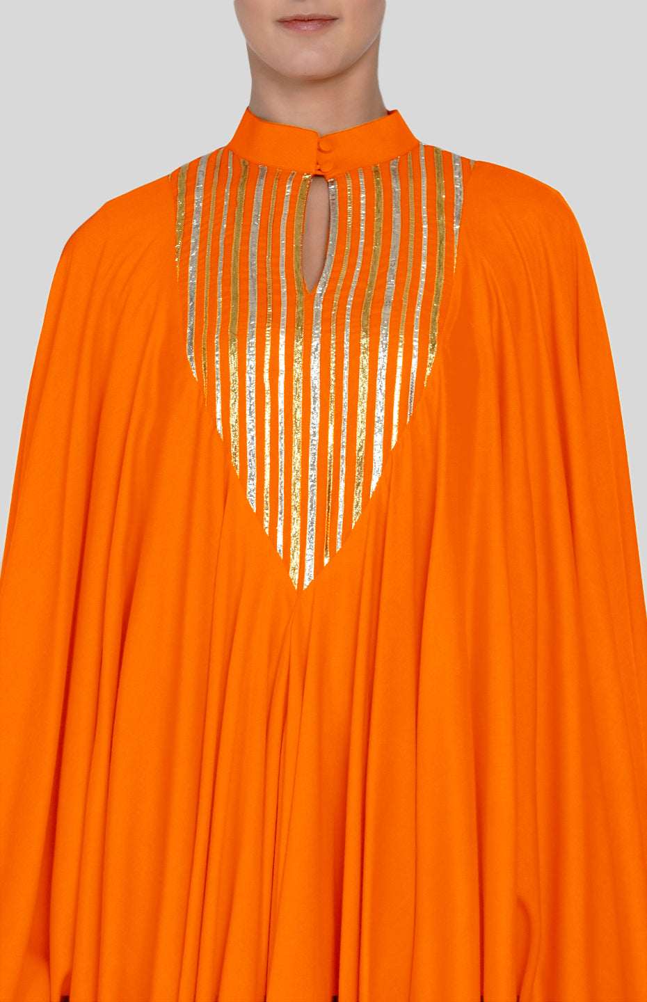 Orange V Neck Long Shirt