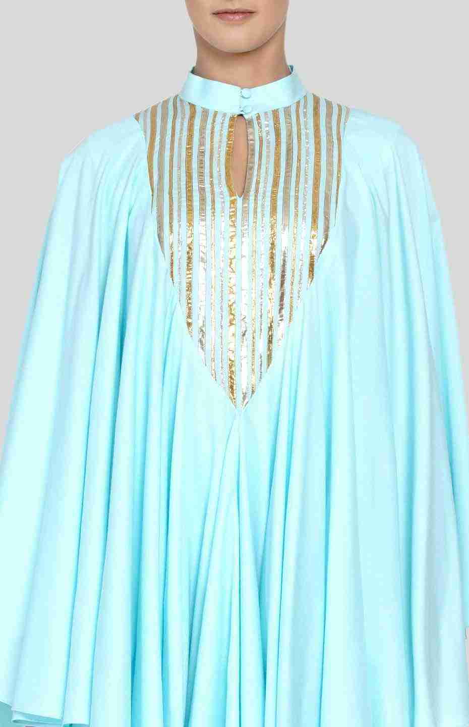 Pastel Blue Barcode V Neck Long Shirt