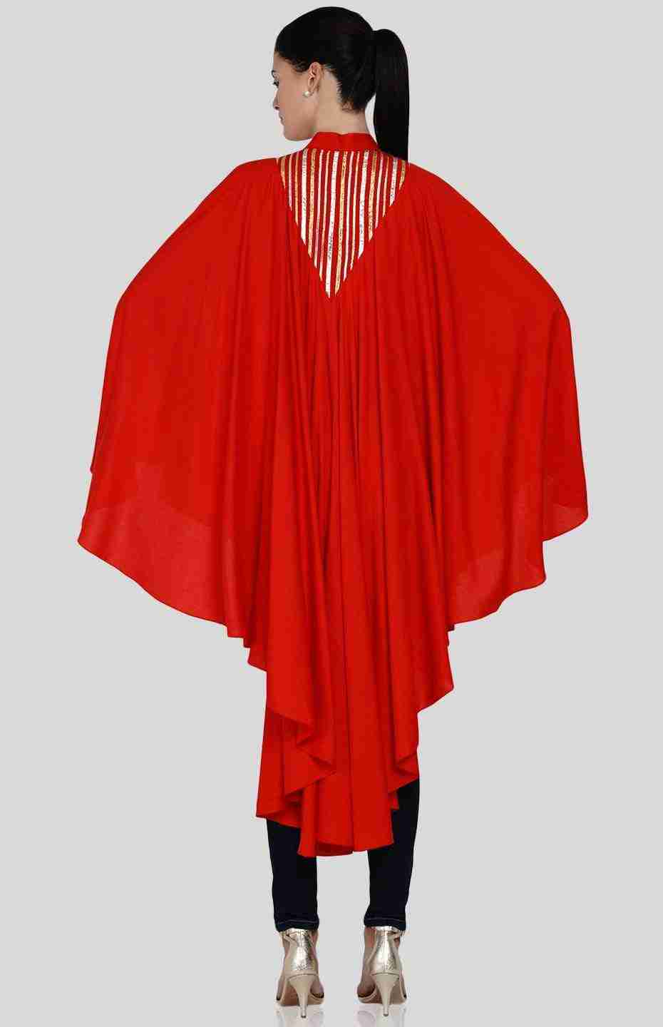 Red Barcode V Neck Long Shirt