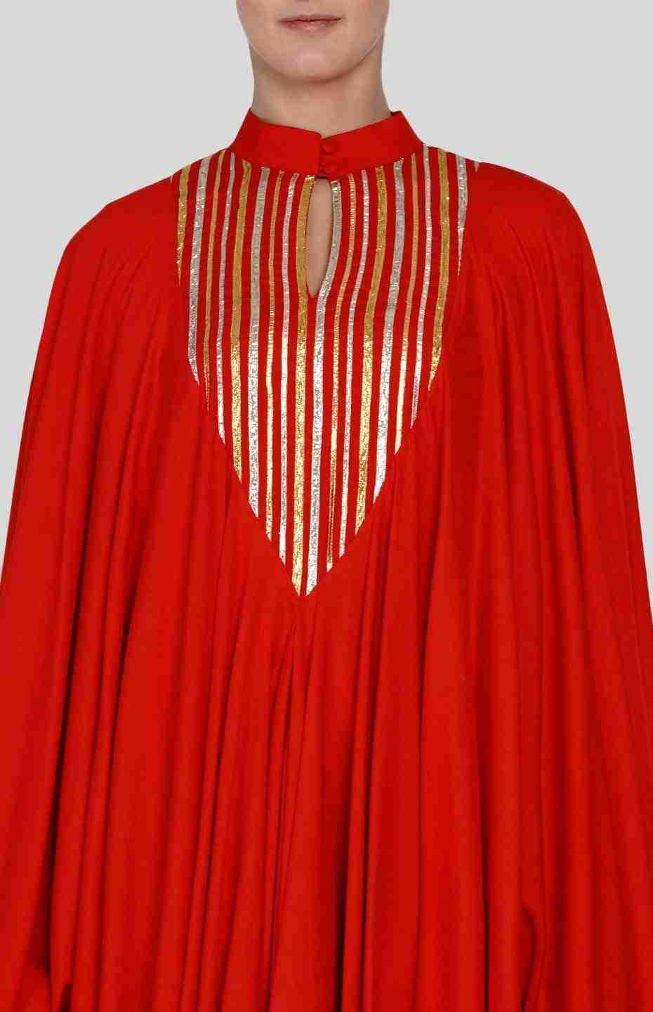 Red Barcode V Neck Long Shirt