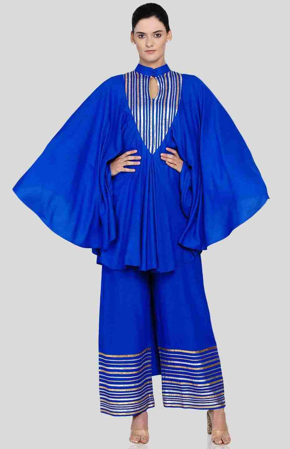 Royal Blue V Neck Long Shirt