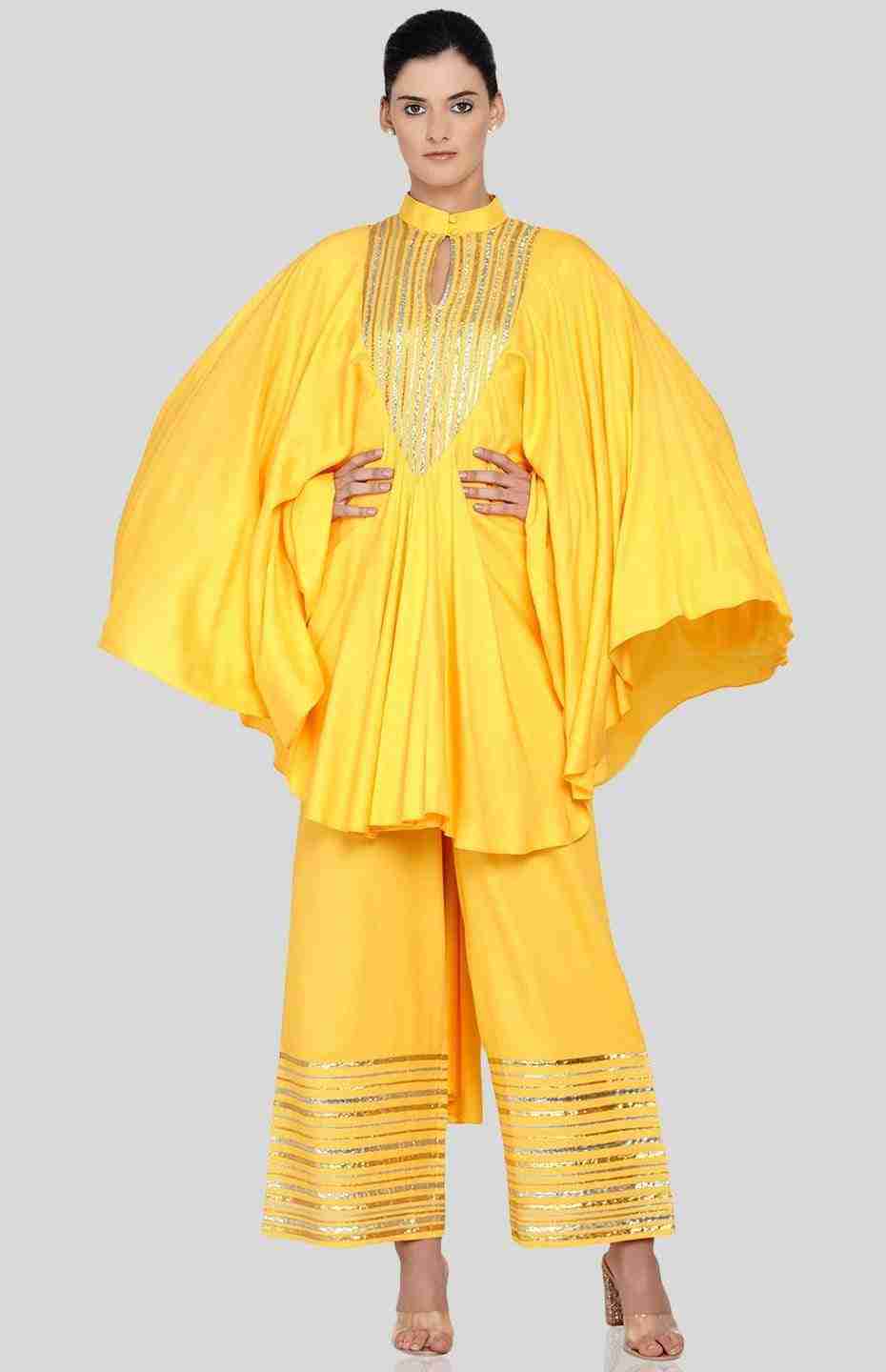 Yellow Barcode V Neck Long Shirt