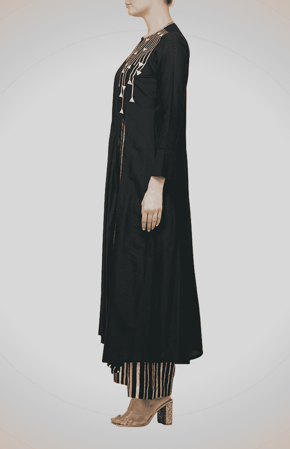 Black Asymmetrical Go-Dart Kurta