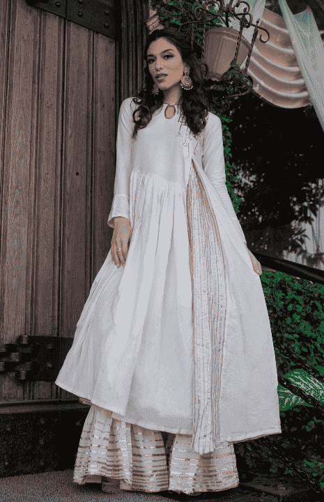 Off-White Asymmetrical Go Dart Kurta