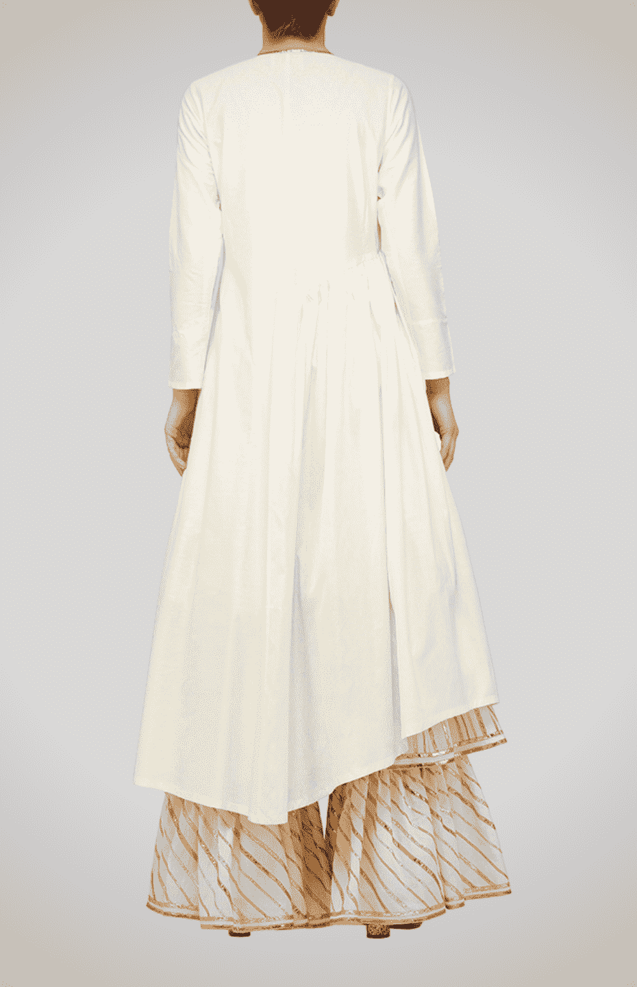Off-White Asymmetrical Go Dart Kurta