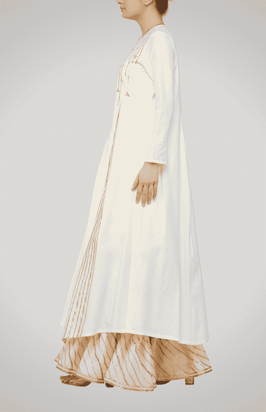 Off-White Asymmetrical Go Dart Kurta