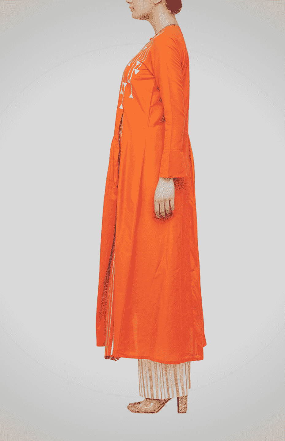 Orange Asymmetrical Go-Dart Kurta