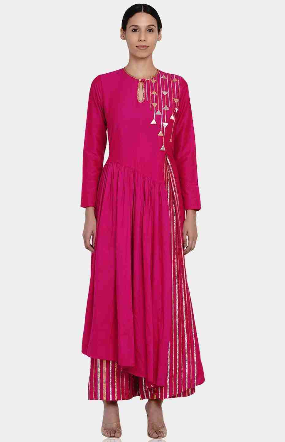 Pink Asymmetrical Go-Dart Kurta