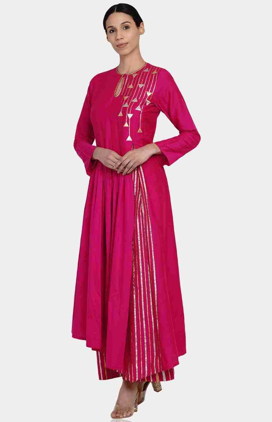 Pink Asymmetrical Go-Dart Kurta