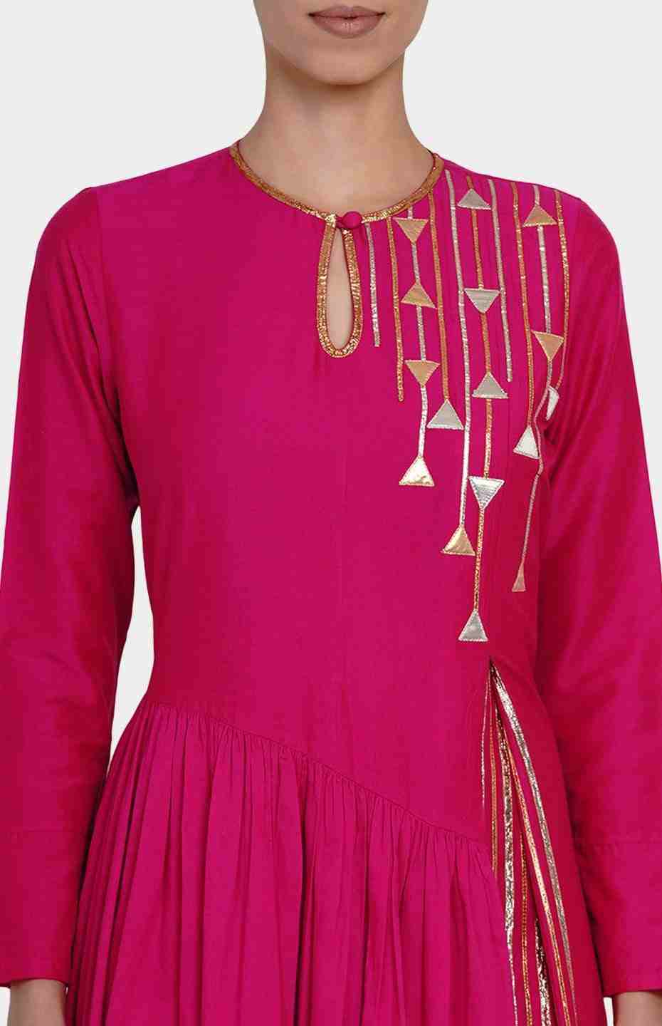 Pink Asymmetrical Go-Dart Kurta
