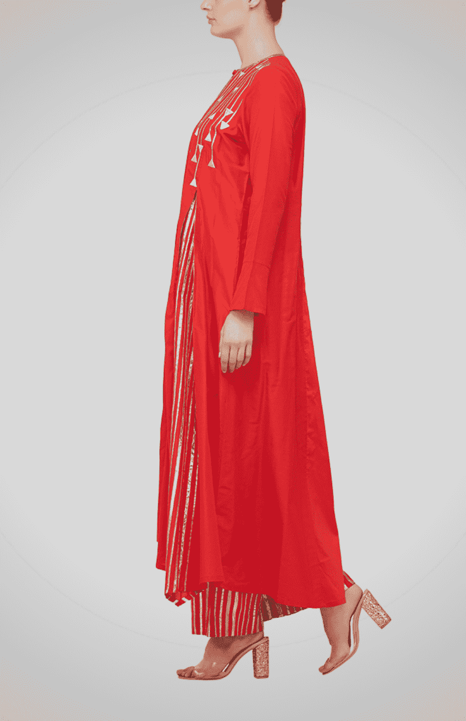 Red Asymmetrical Go-Dart Kurta