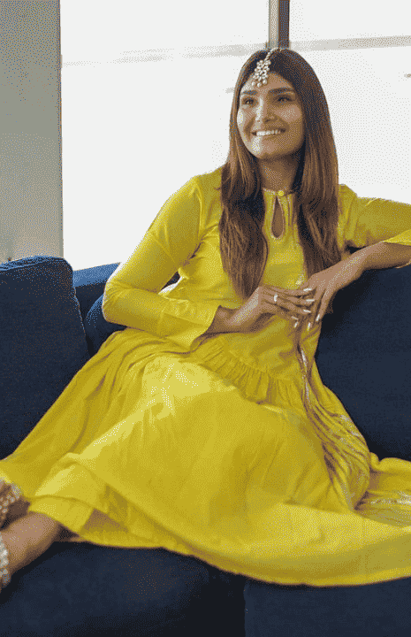 Yellow Asymmetrical Go-Dart Kurta