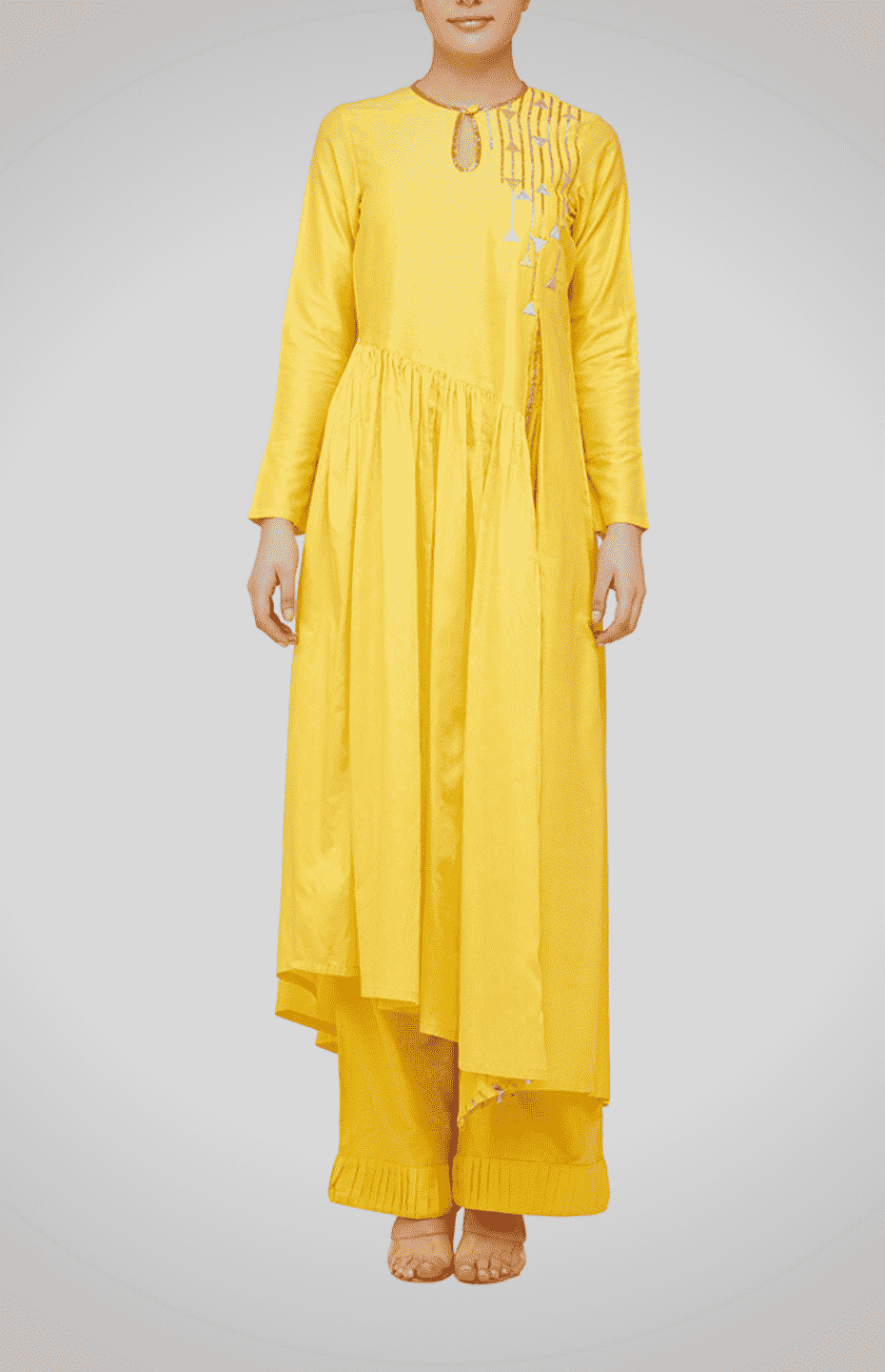 Yellow Asymmetrical Go-Dart Kurta
