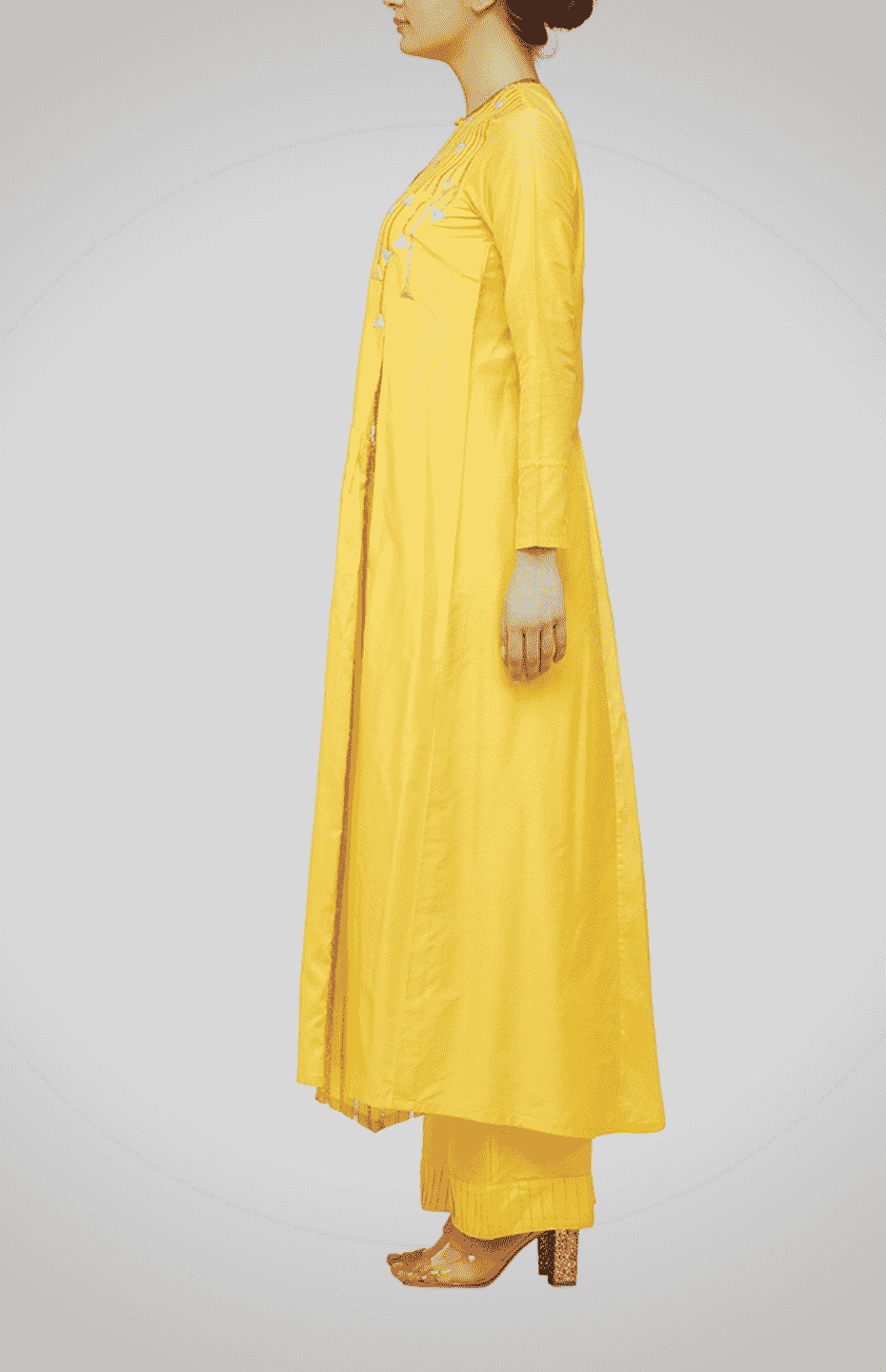 Yellow Asymmetrical Go-Dart Kurta