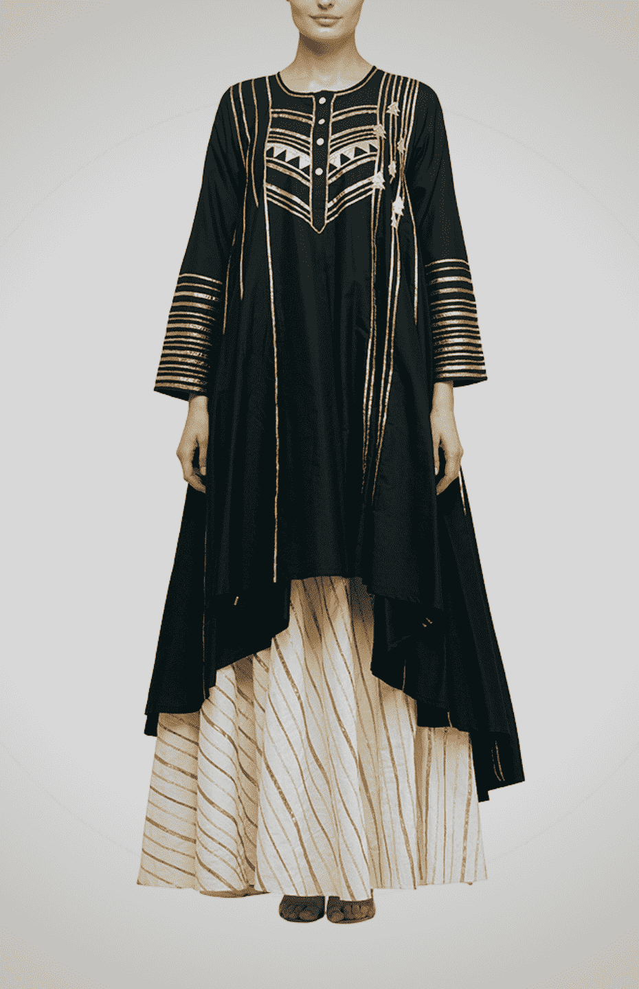 Black Asymmetrical Gota Kali Kurta