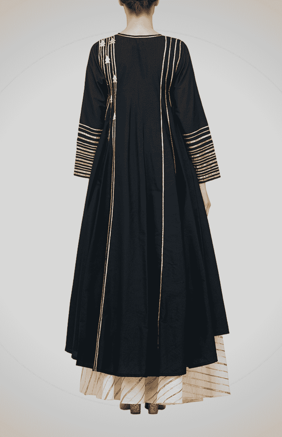 Black Asymmetrical Gota Kali Kurta