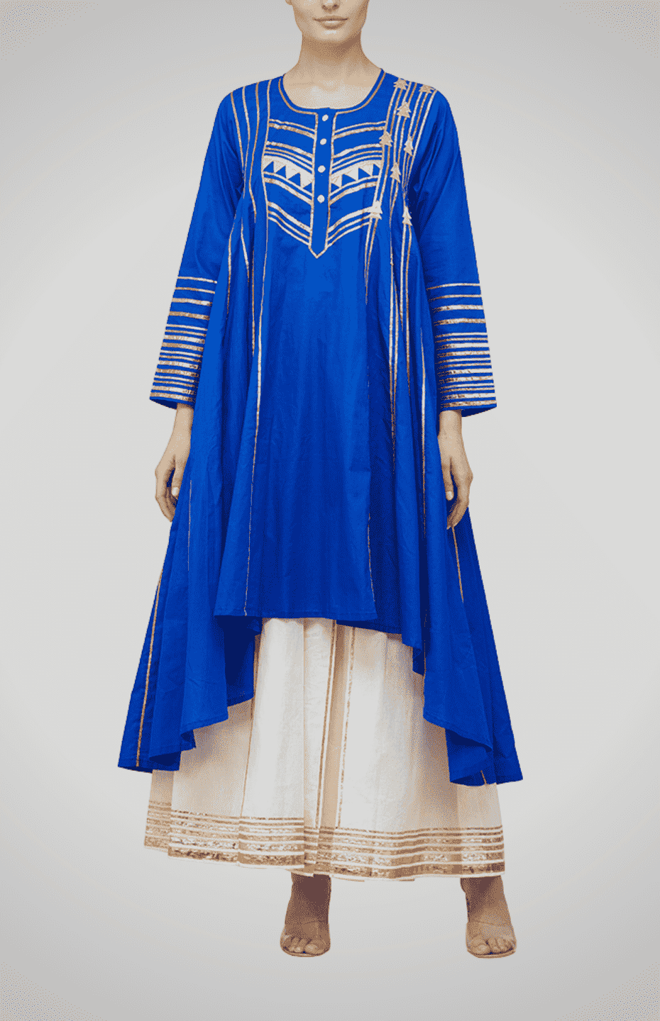 Blue Asymmetrical Gota Kali Kurta