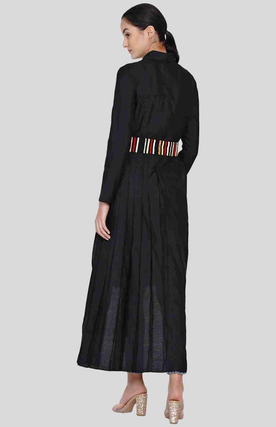 Black Asymmetrical Pleated Tunic