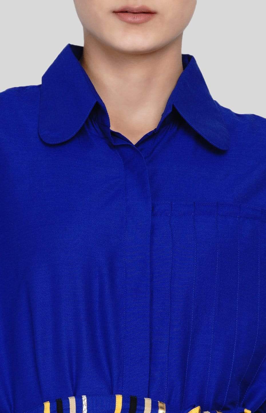 Blue Asymmetrical Pleated Tunic