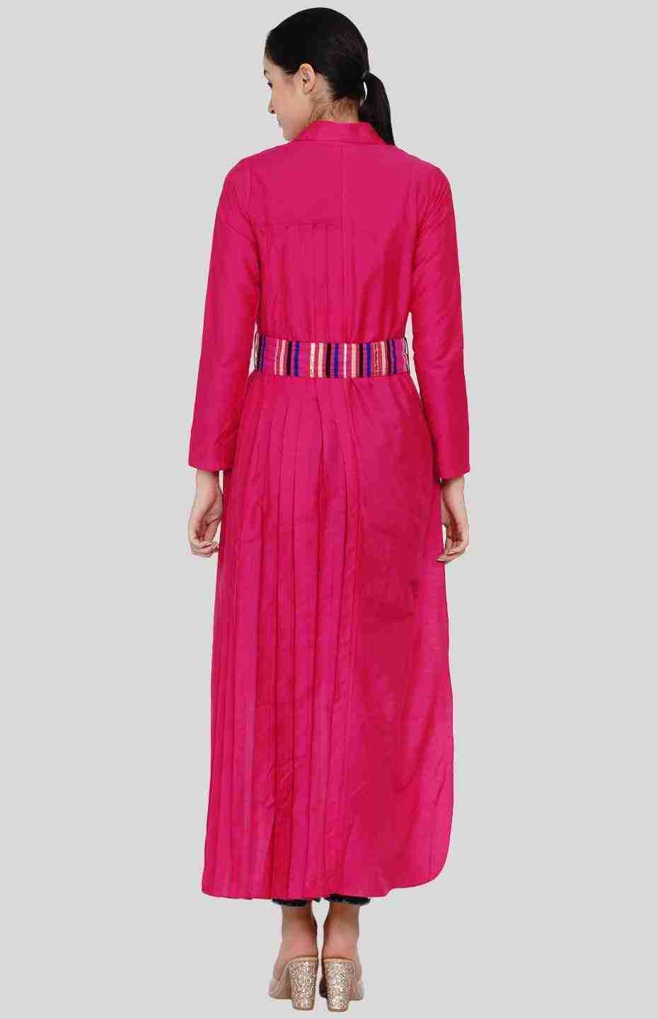 Pink Asymmetrical Pleated Tunic