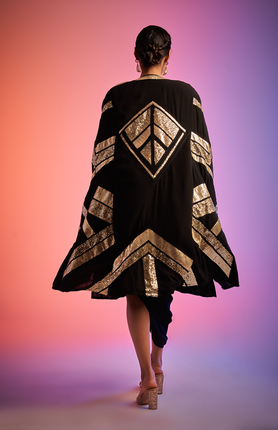 Black Sequins Cape