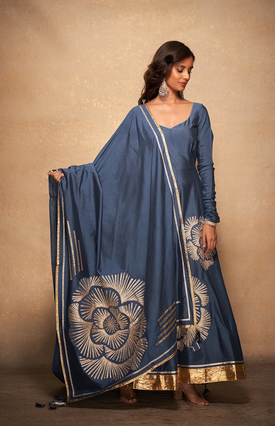 Blue Rose Gota Dupatta