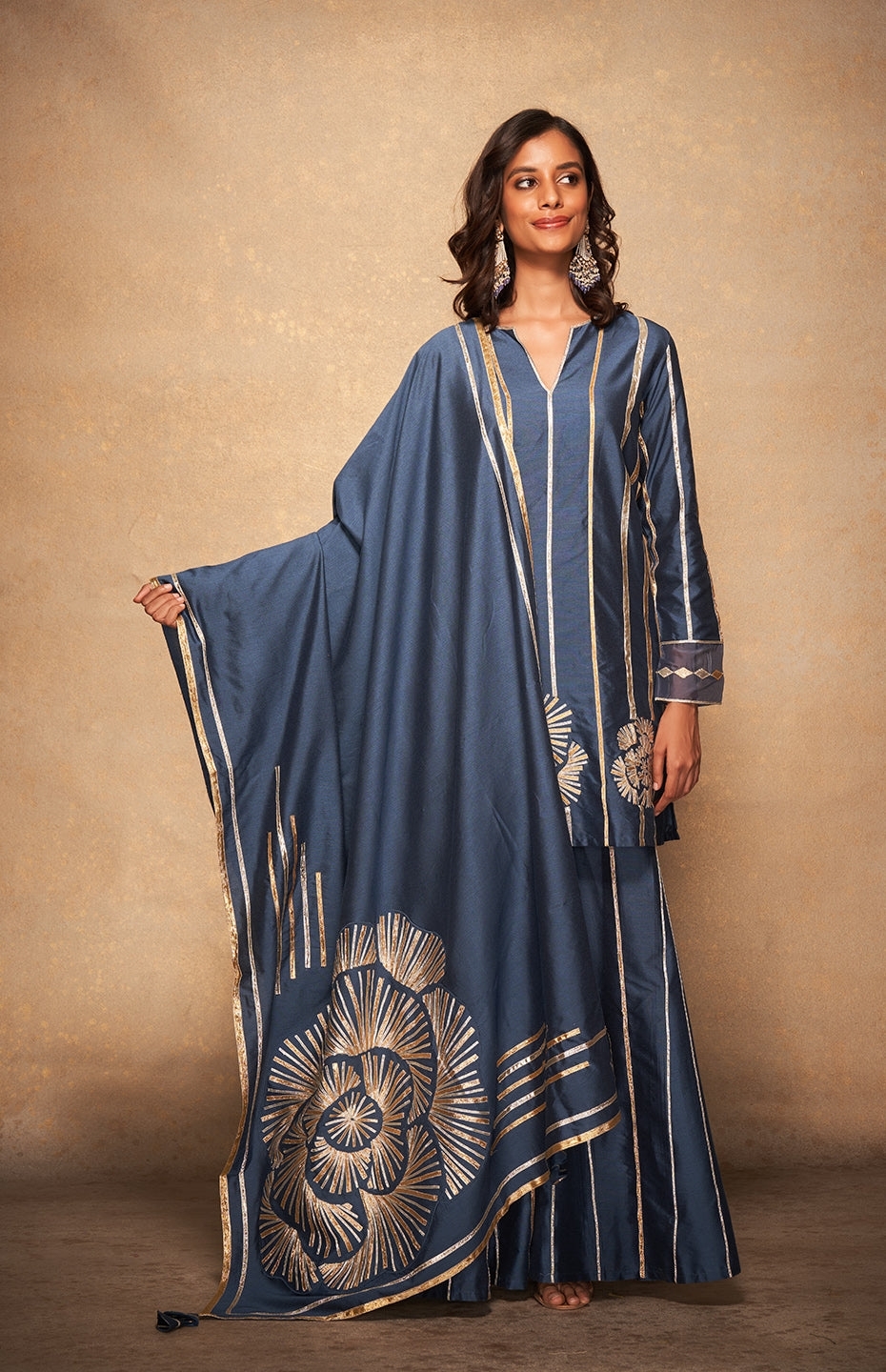 Blue Rose Gota Dupatta