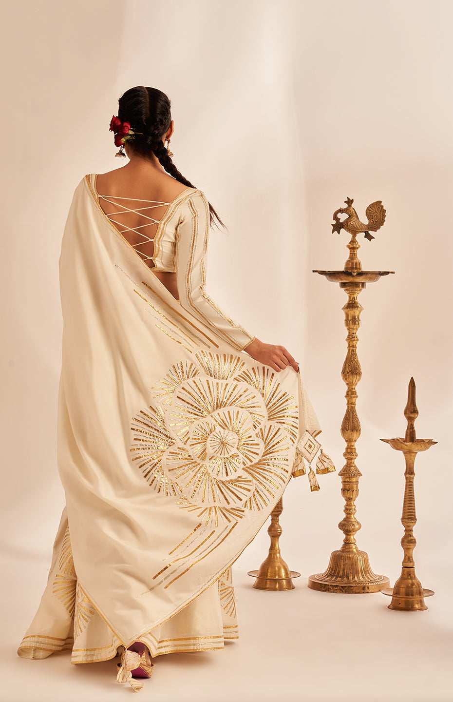 Off White Rose Gota Dupatta