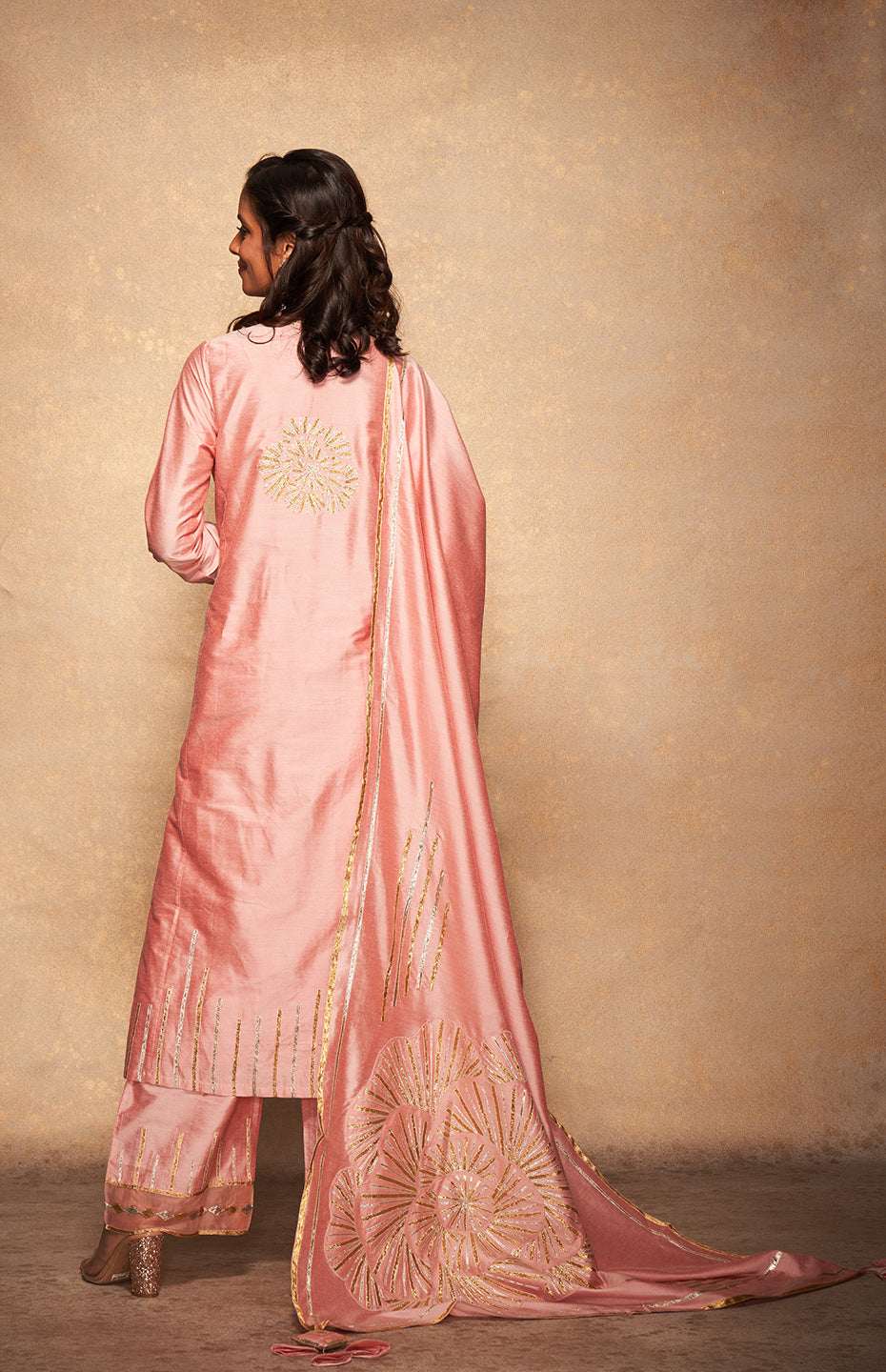 Pink Rose Gota Dupatta