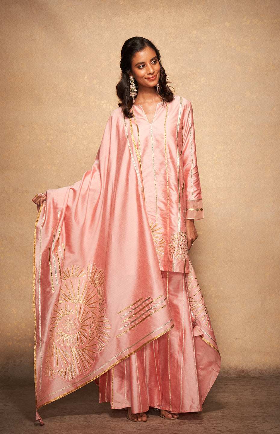 Pink Rose Gota Dupatta