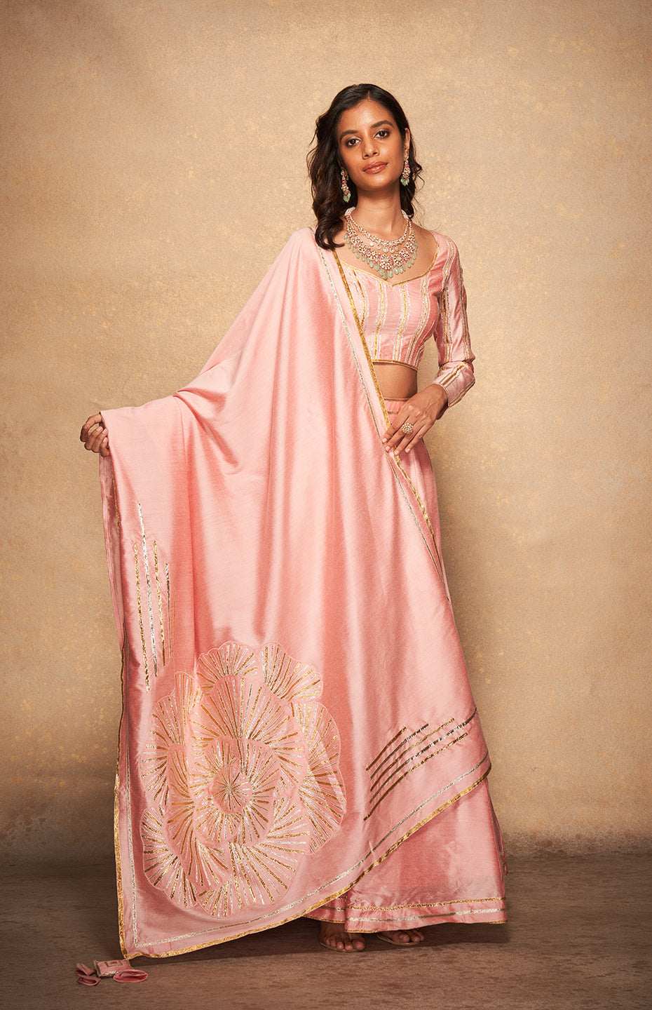 Pink Rose Gota Dupatta