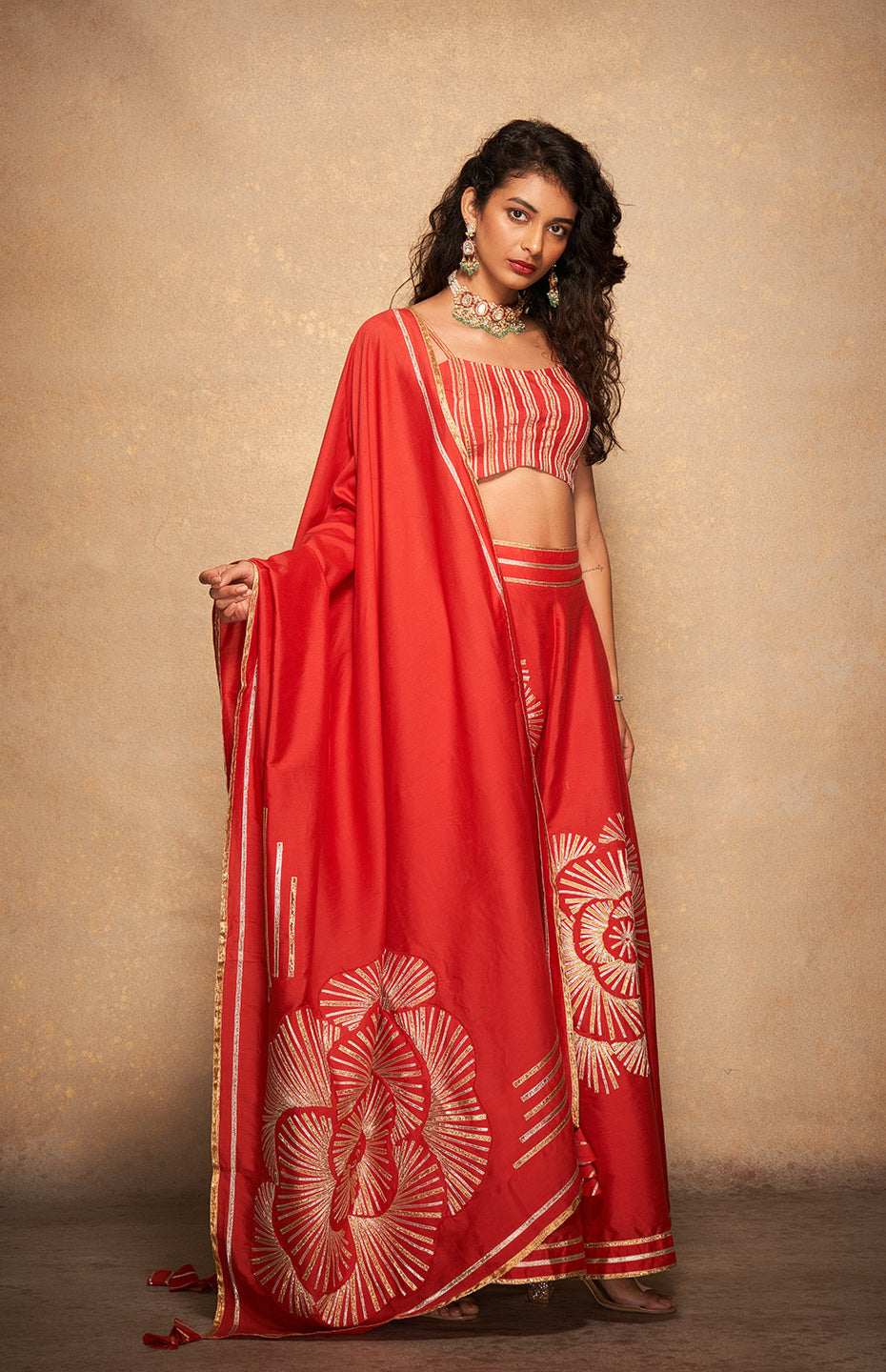 Red Rose Gota Dupatta