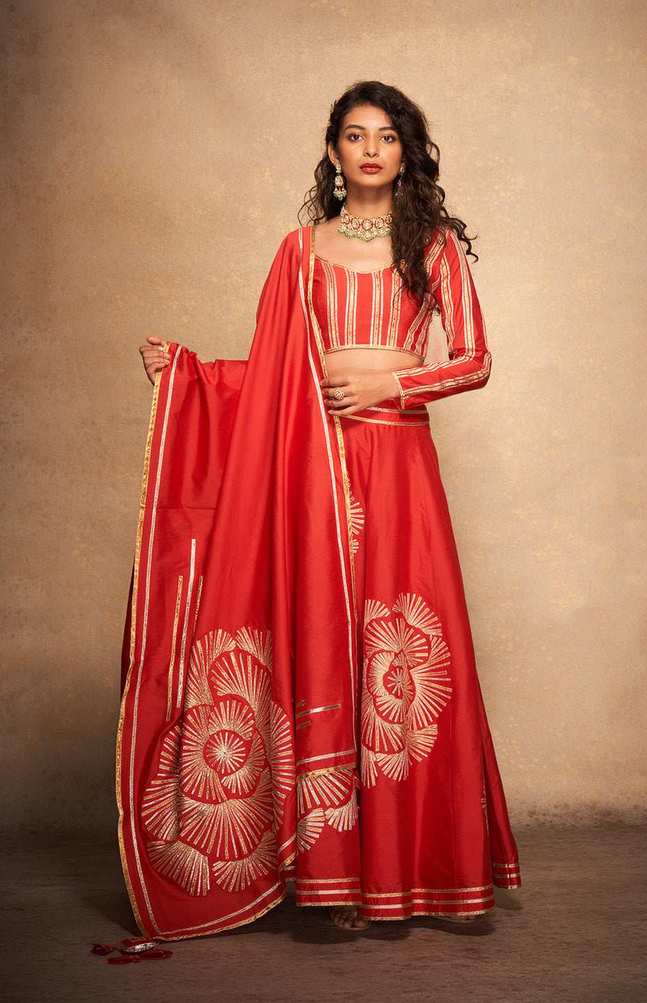 Red Rose Gota Dupatta