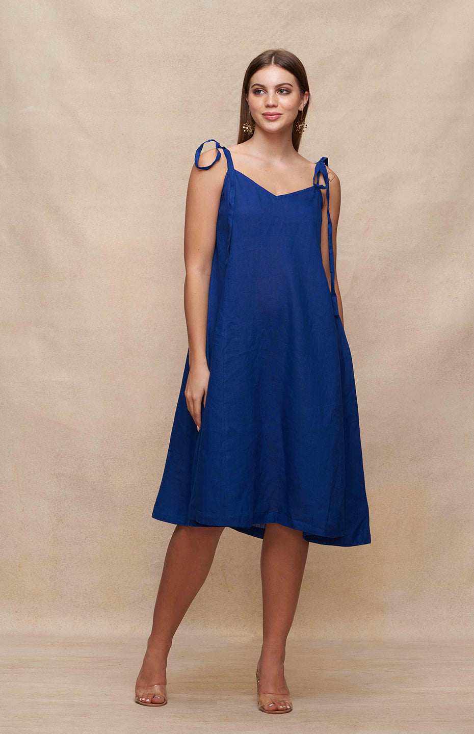 Navy Blue Singlet Linen Dress