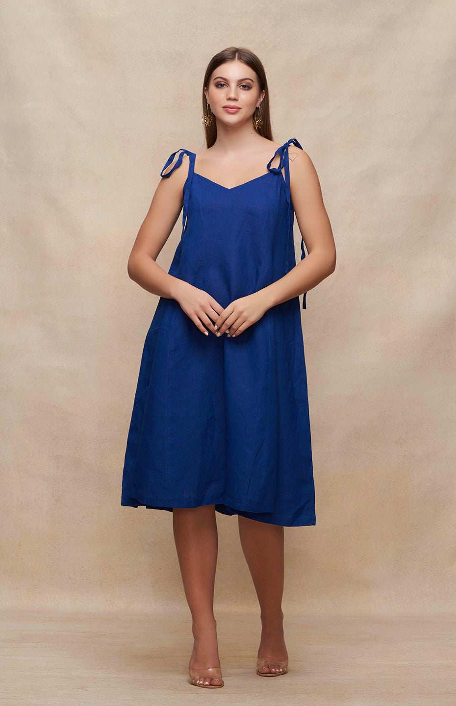 Navy Blue Singlet Linen Dress