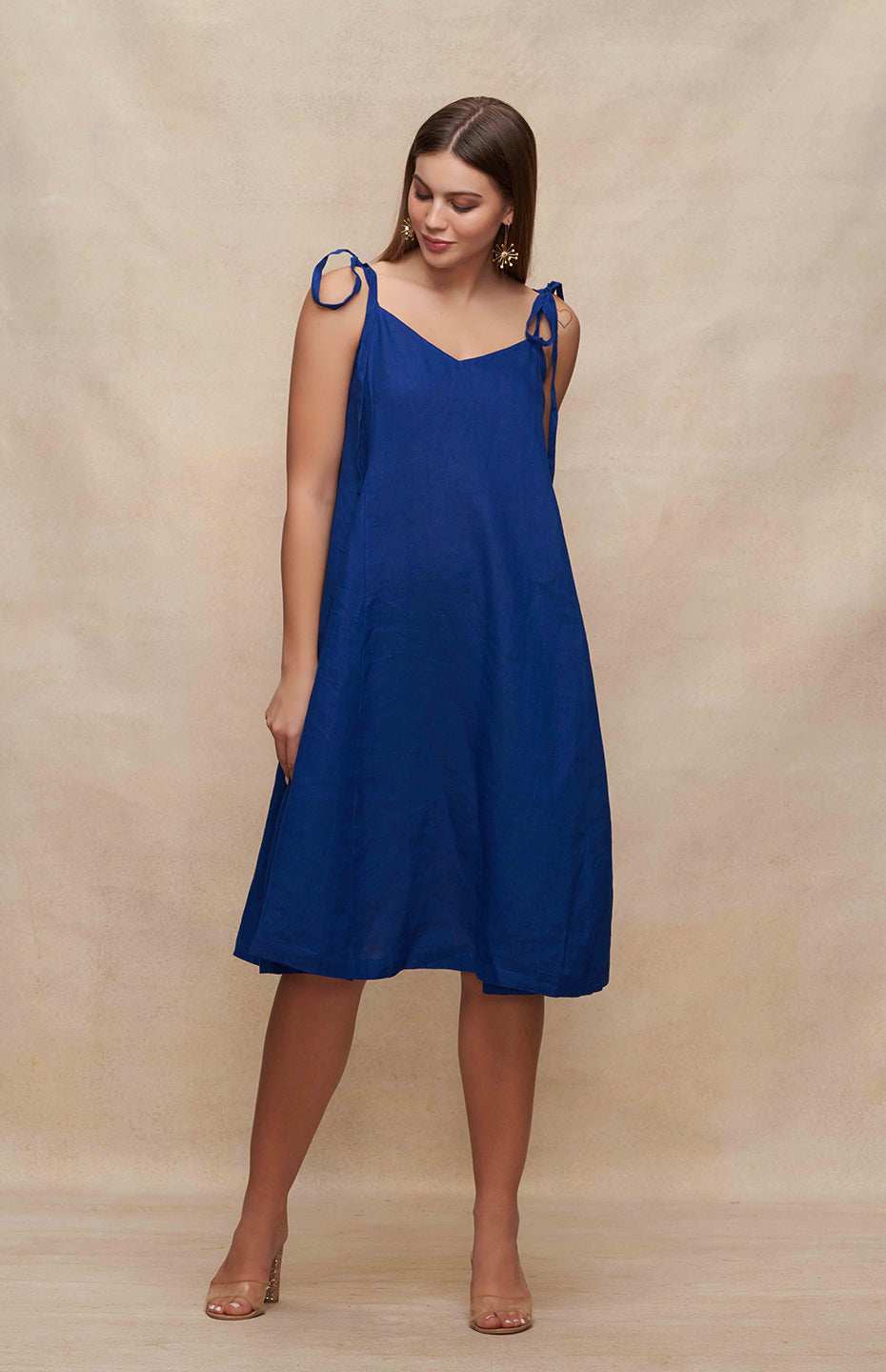 Navy Blue Singlet Linen Dress
