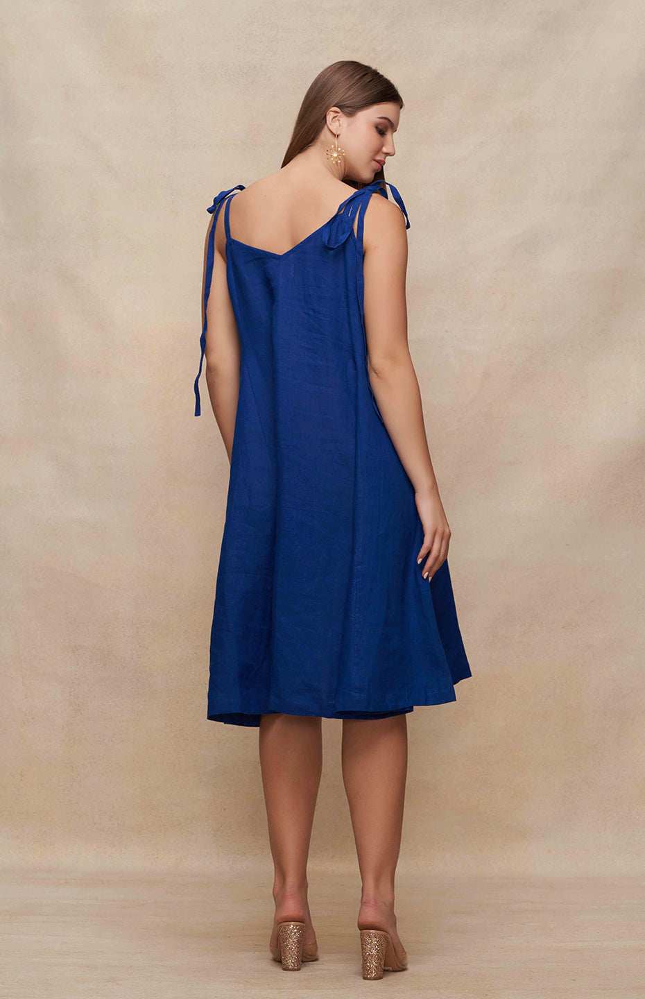 Navy Blue Singlet Linen Dress