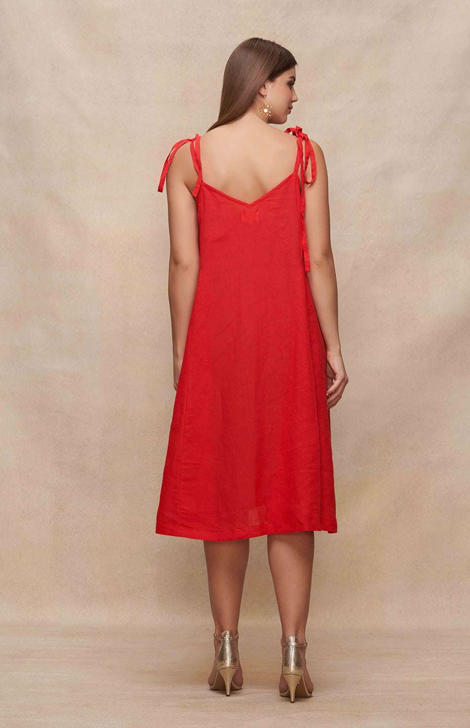 Red Singlet Linen Dress