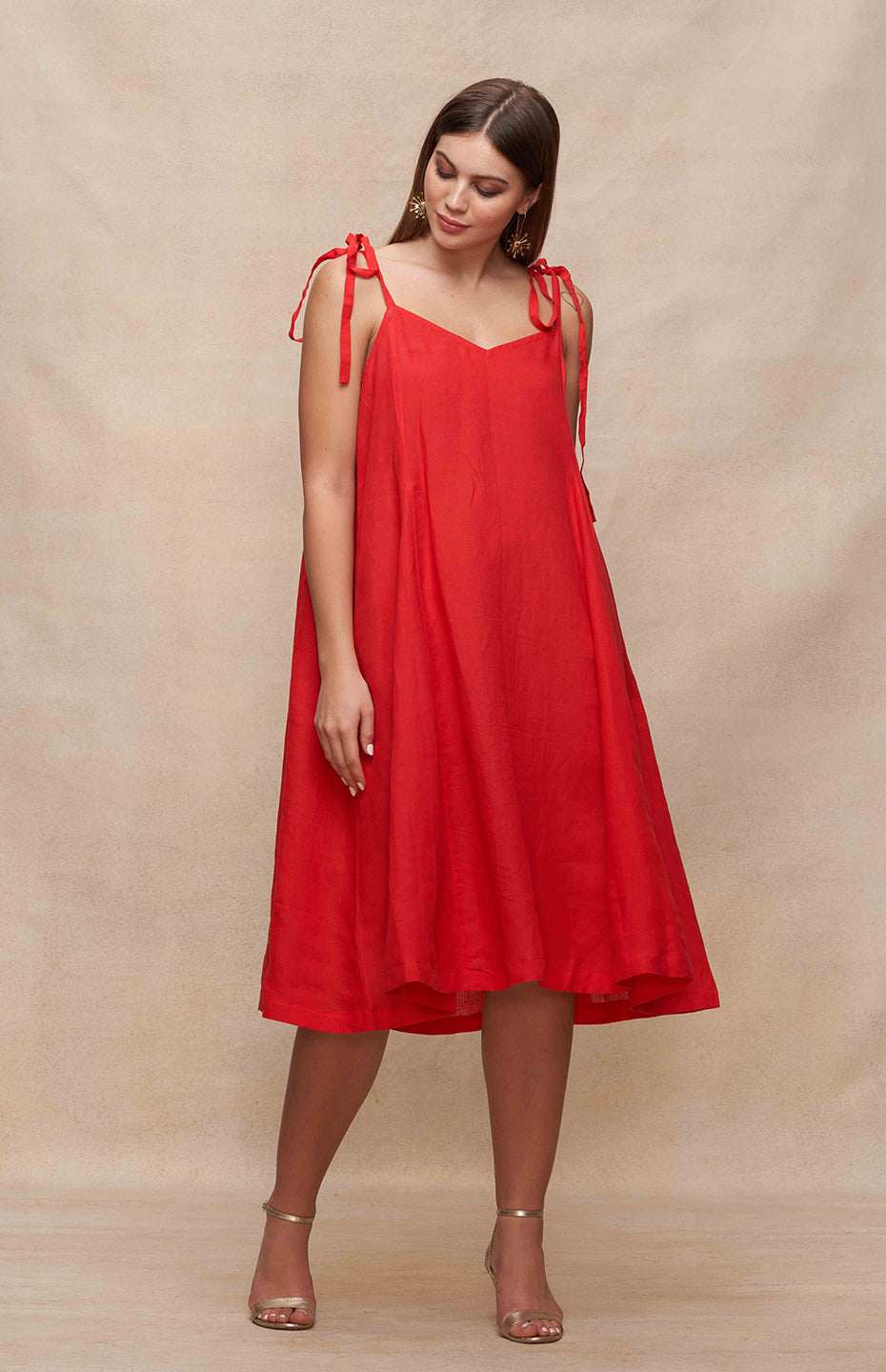 Red Singlet Linen Dress