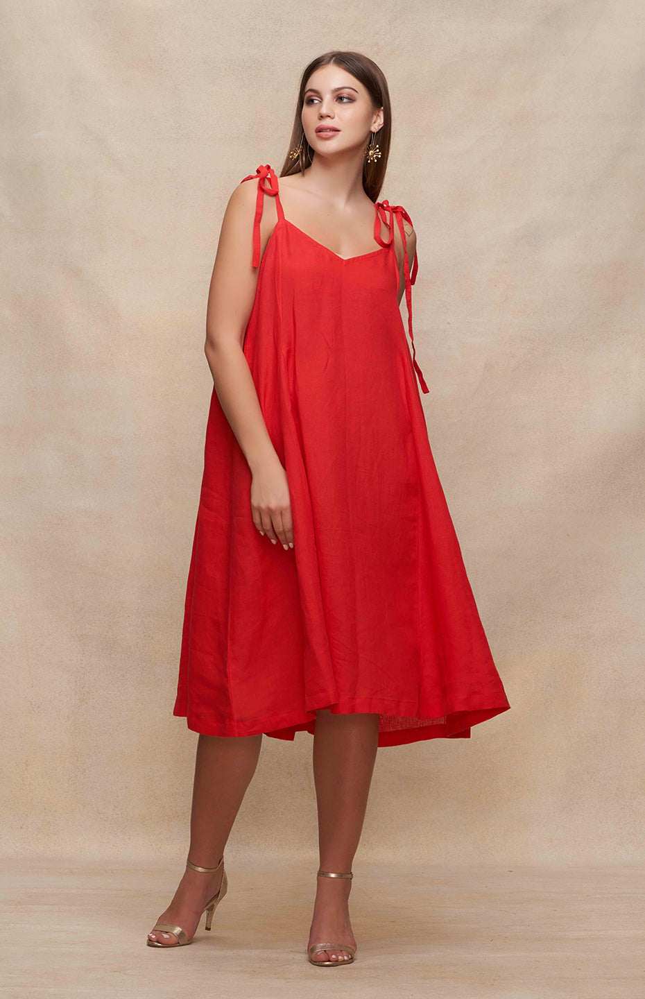 Red Singlet Linen Dress