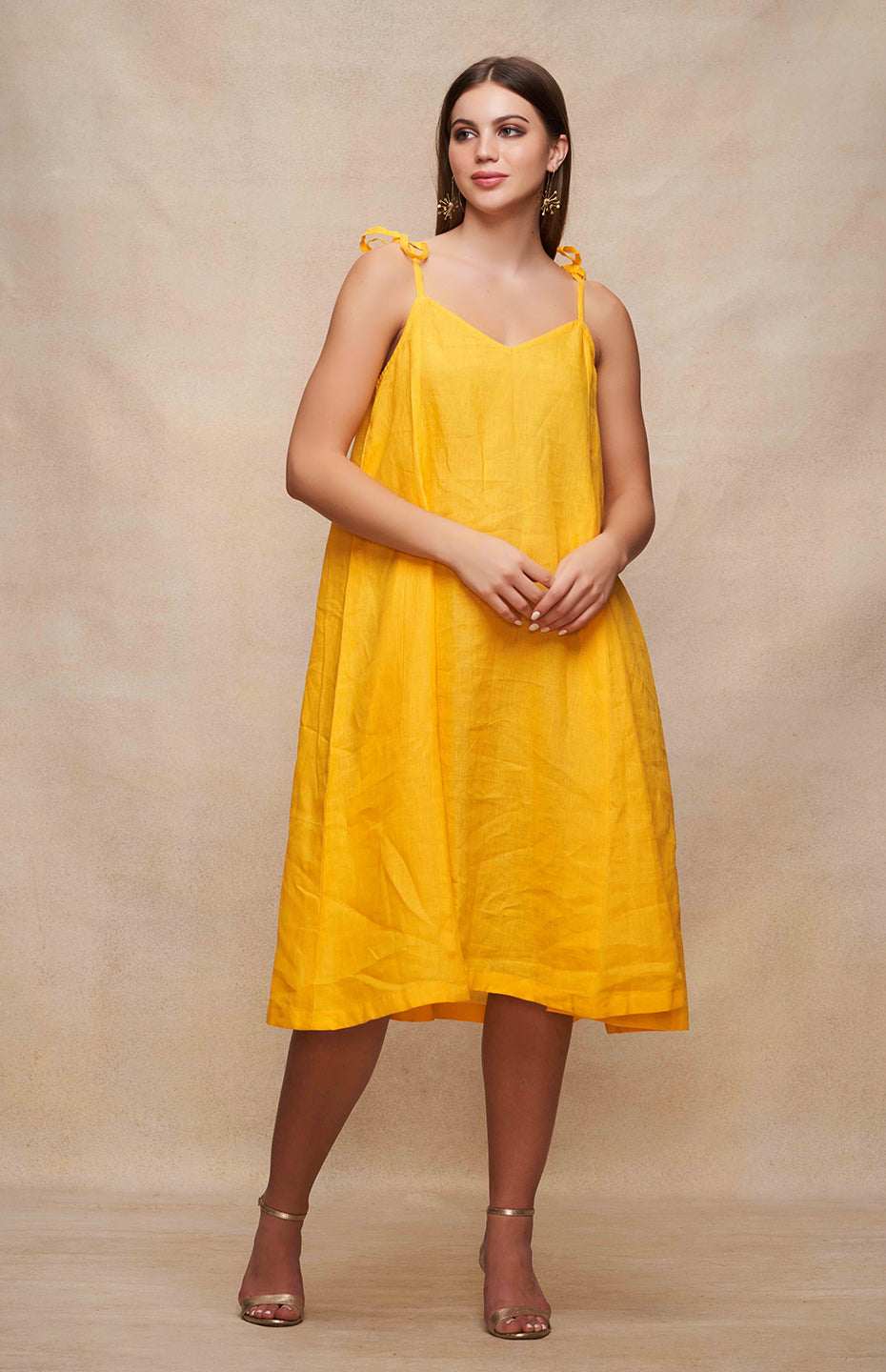 Yellow Singlet Linen Dress