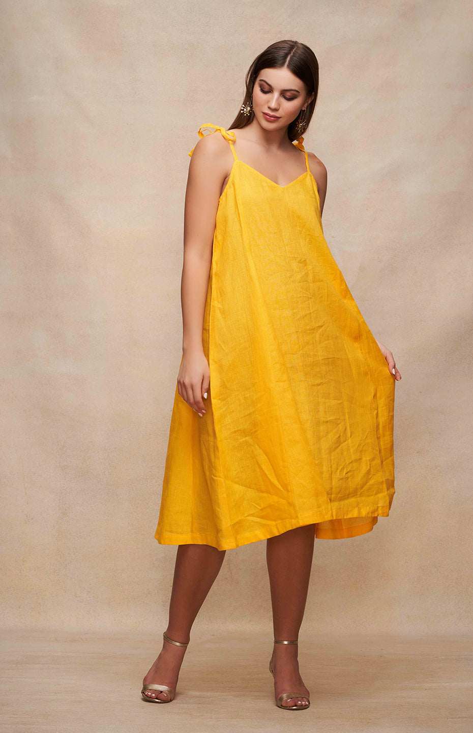 Yellow Singlet Linen Dress