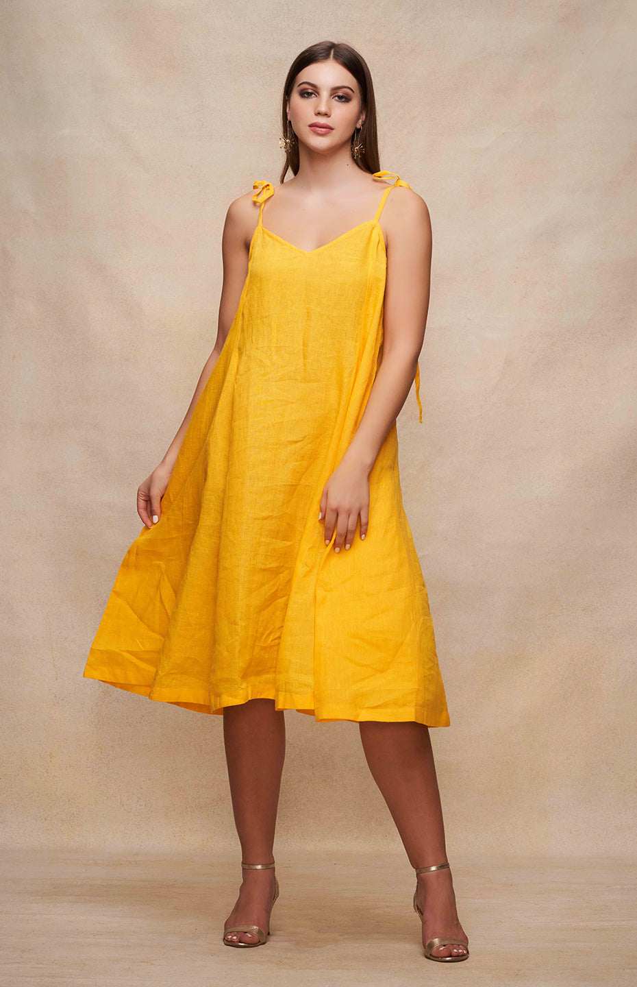 Yellow Singlet Linen Dress