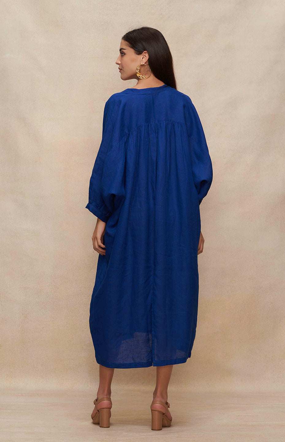 Blue Linen Kaftan Dress