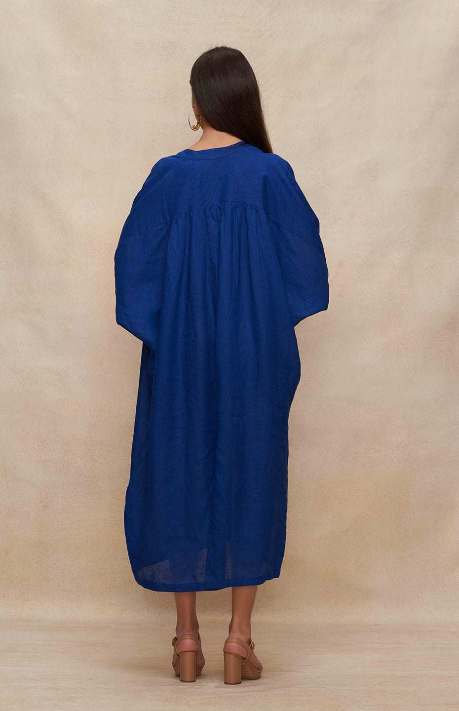 Blue Linen Kaftan Dress