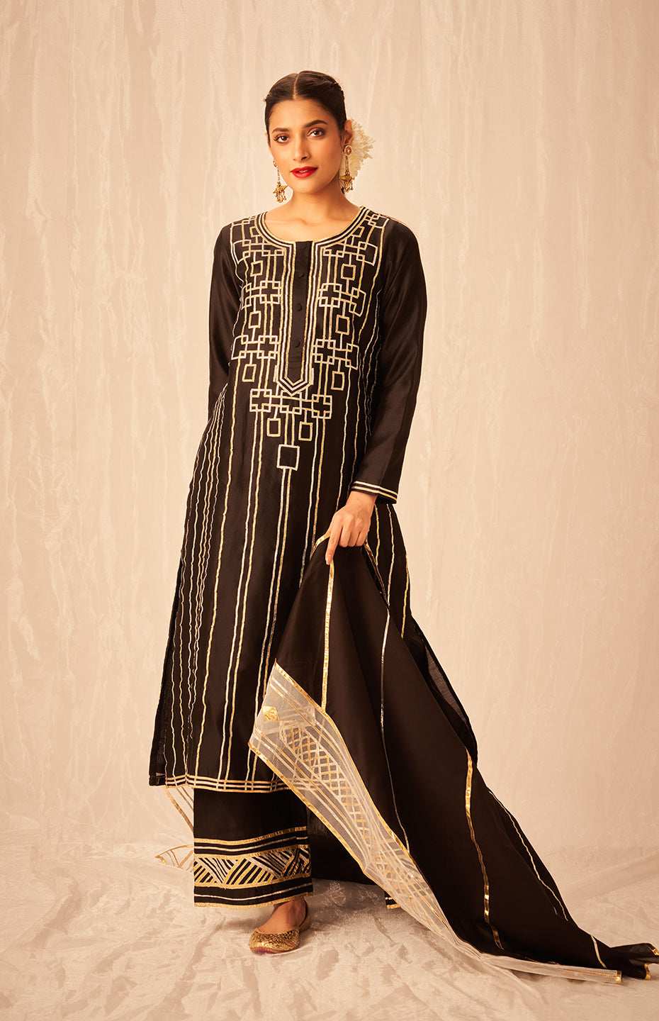 Black A Line Kurta