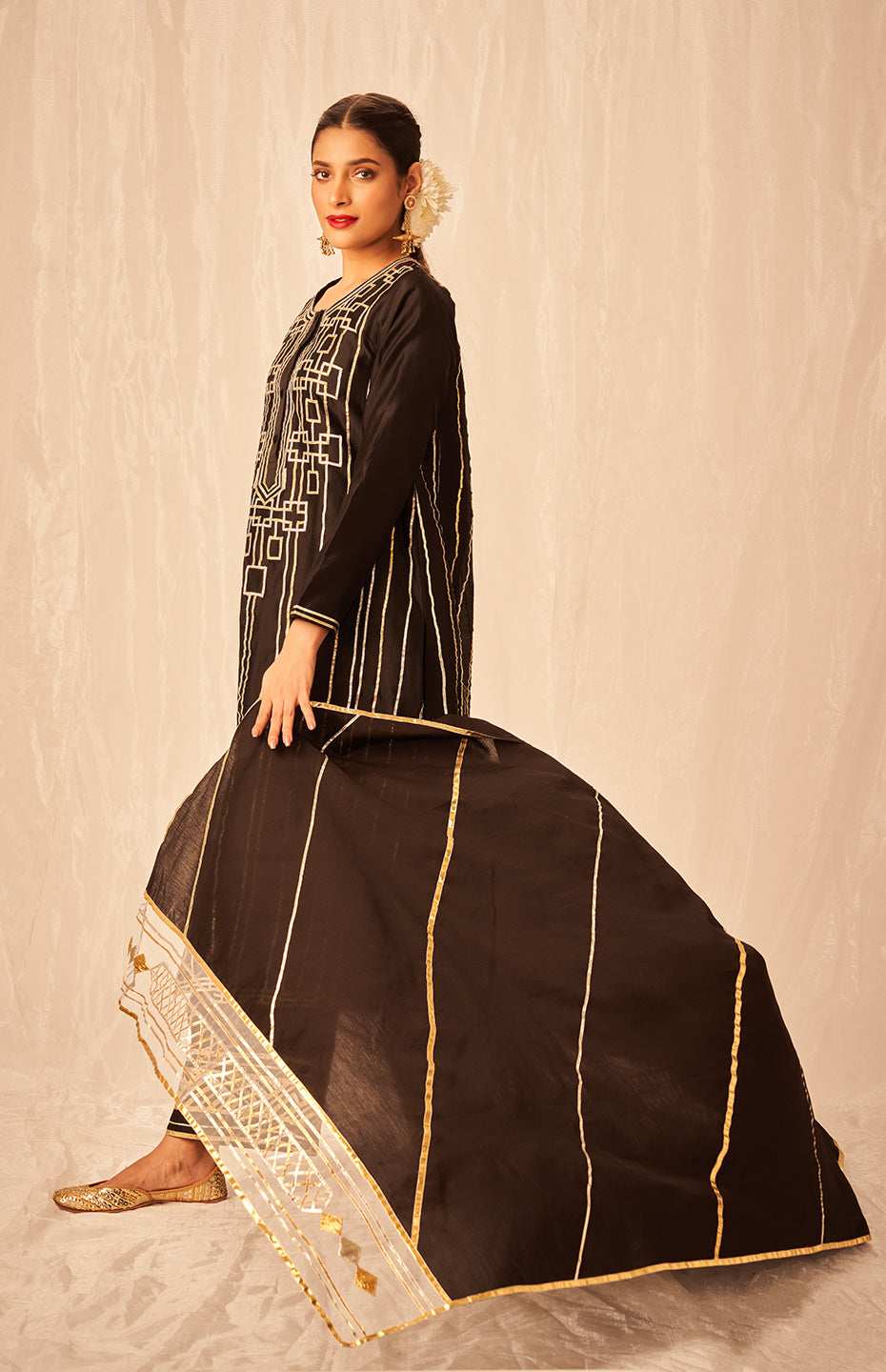 Black A Line Kurta