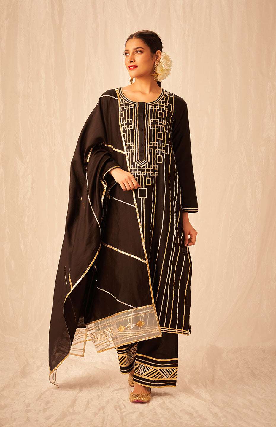 Black A Line Kurta