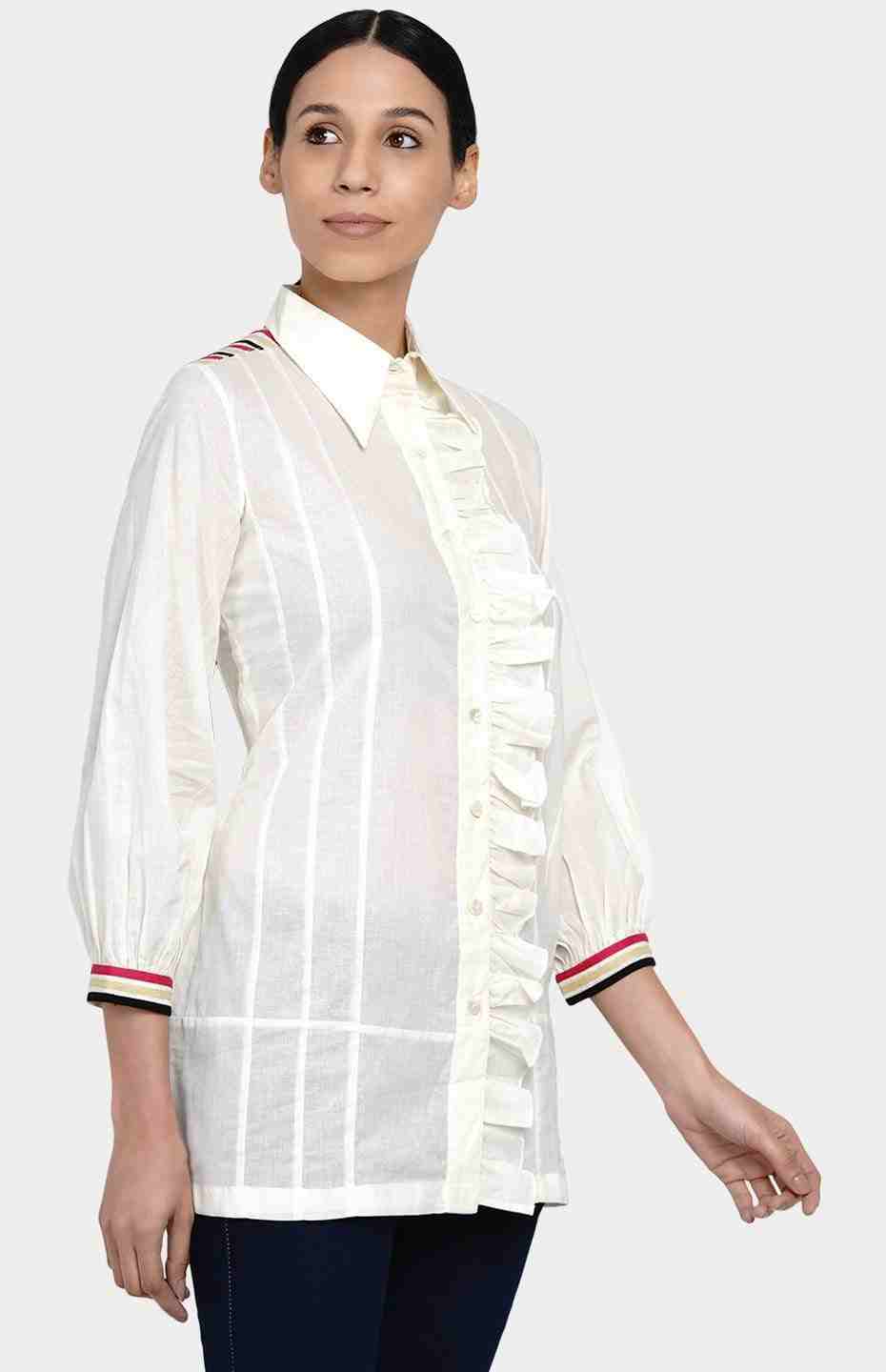 Off-White Gathered Placket Shirt