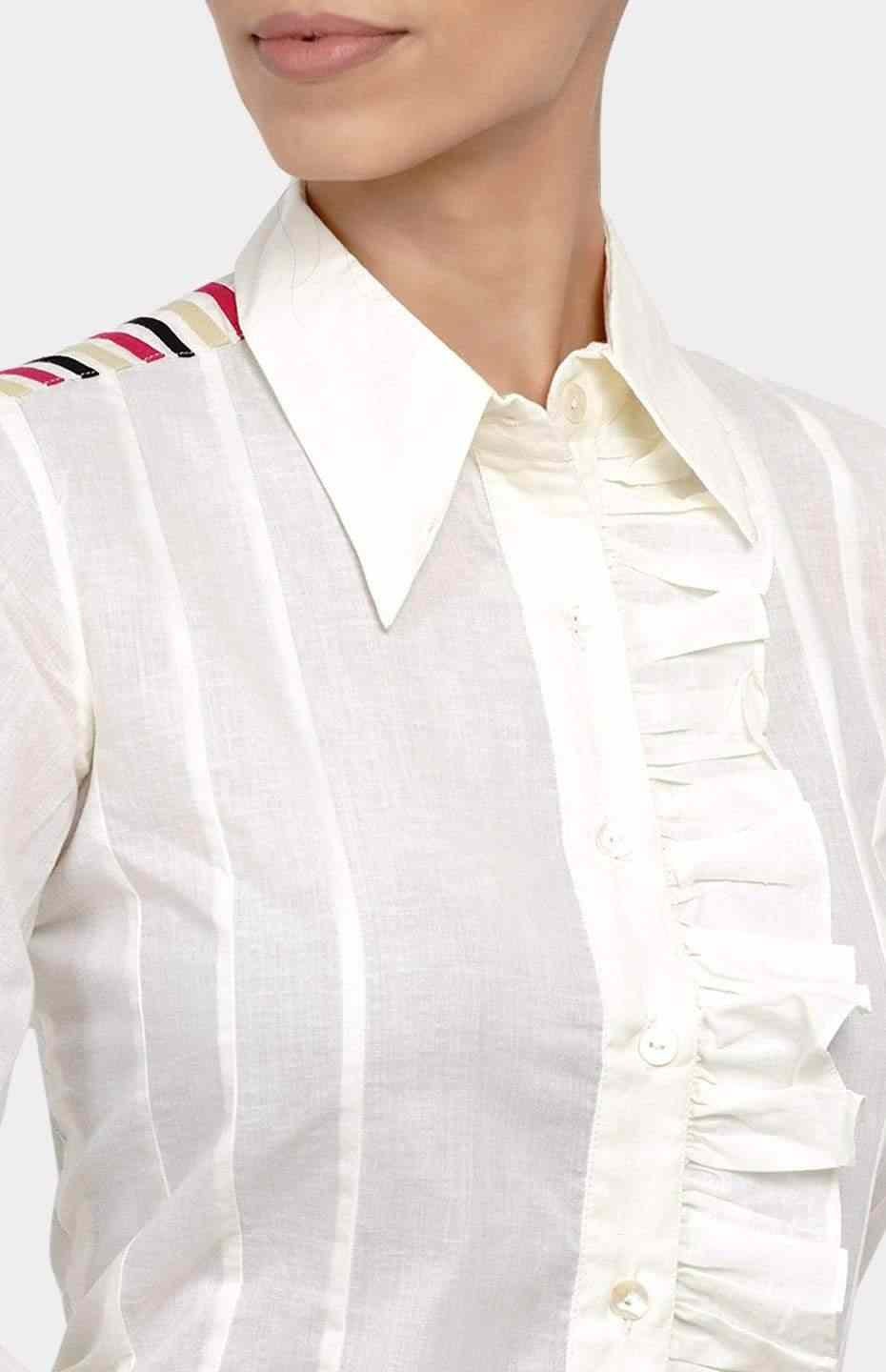 Off-White Gathered Placket Shirt